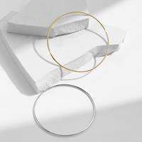RHB1564 Minimaliste 925 Sterling Silver Lisse Empilable Bracelet Plaqué Platine Bracelets pour Femmes Fine Jewelry