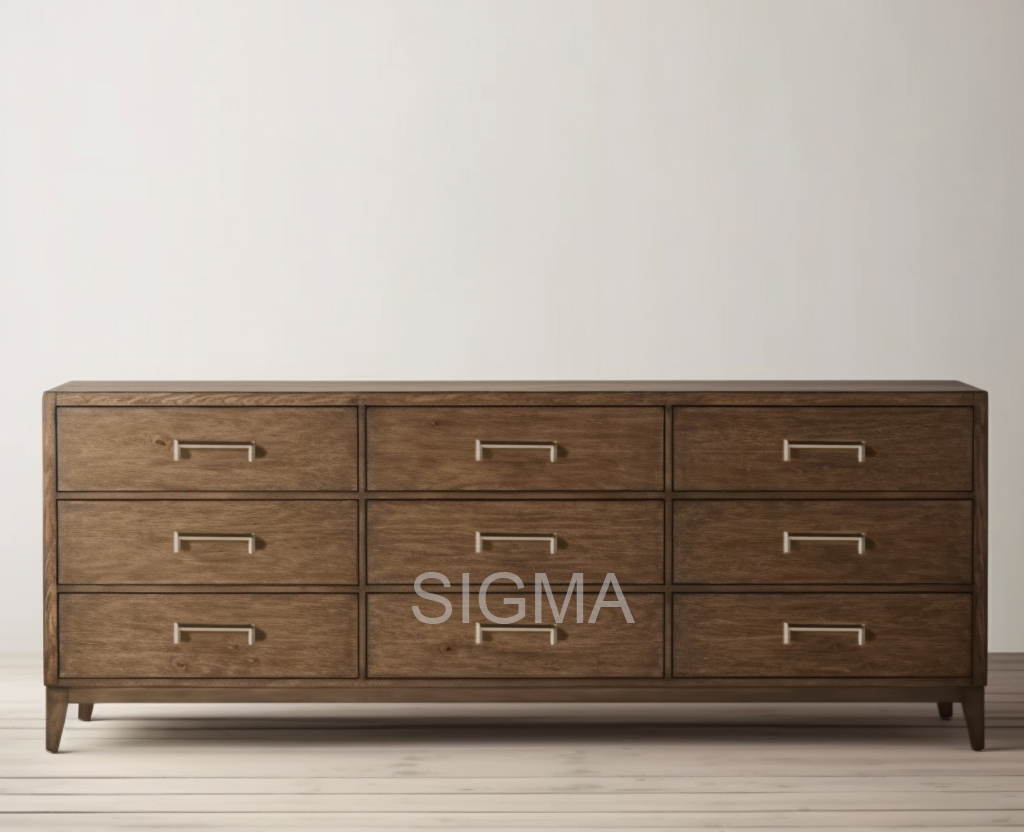 Simplicity Teakwood handmade home indoor Furniture Luxury bedroom Modern style Unit Cabinet 9-Drawer Bedside Table