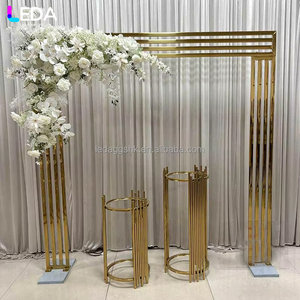 LEDA Wedding Stage Decorative <b>Backdrop</b> Classic Gold Square <b>Backdrop</b> Stand Stainless Steel Hanging Flower Arch - Product Image 1