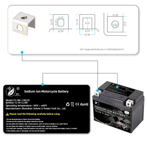 12V 5.2Ah moto batteria agli ioni di sodio 12 v5ah YT5 12.4 v5ah alta CCA Na-ione batteria di avviamento per moto