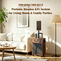 NDR-Q212 Enceinte de sonorisation en ligne de 12 pouces en bois avec Bluetooth et 2 micros, haut-parleur PA avec DSP pour événements scéniques et fêtes
