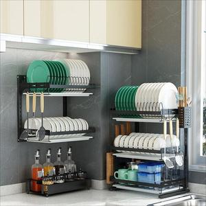 Stainless Steel Dish Storage Rack Dish Rack Cupboard Kitchen Shelf