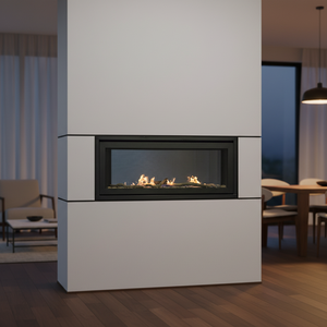 <span class=keywords><strong>Cheminée</strong></span> à gaz <span class=keywords><strong>double</strong></span> <span class=keywords><strong>face</strong></span> de luxe sur mesure, encastrée, pour villa et gîte de charme - Product Image 1