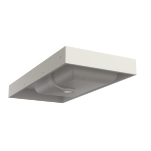 Maydon elegante lavabo blanco mate de superficie sólida fregadero rectangular montado en la pared con desbordamiento para uso en encimera de baño - Product Image 2