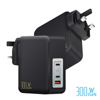 Prise murale britannique à 3 broches, 3 ports USB-C et USB-A, PD3.1, QC3.0, 4.0, PPS, PD 300W, station de charge rapide GAN pour téléphone portable, ordinateur portable