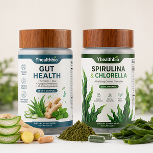 Capsules végétales de spiruline et chlorelle bio certifiées, complexe de vertes alcalinisantes, formule personnalisée, fabrication GMP, vente en gros - Product Image 1