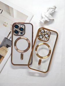 TPU Électrolytique Transparent Antichoc Magnétique Coffres-forts Téléphones Mobiles Cas pour <span class=keywords><strong>iPhone</strong></span> 16 15 14 13 12 11 Pro Max - Product Image 4