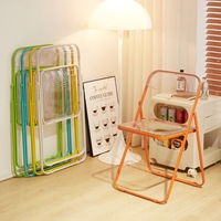Chaise pliante multifonctionnelle transparente en métal, mobilier de maison pour salon de thé, café, salle à manger, usage professionnel et négociation