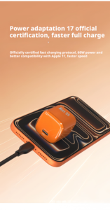 อะแดปเตอร์แปลงไฟ 60W PD QC3.0 Gan USB C แบบพับได้ ปลั๊กแบบ US สำหรับ iPhone Samsung Xiaomi Macbook Android แล็ปท็อป แท็บเล็ต พีซี - Product Image 5