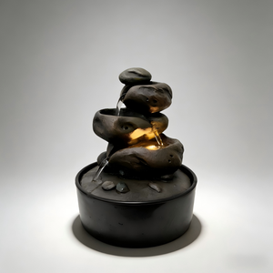 Fontaine d'eau de table en pierre de <span class=keywords><strong>rivière</strong></span> empilée avec lumière LED - Product Image 2