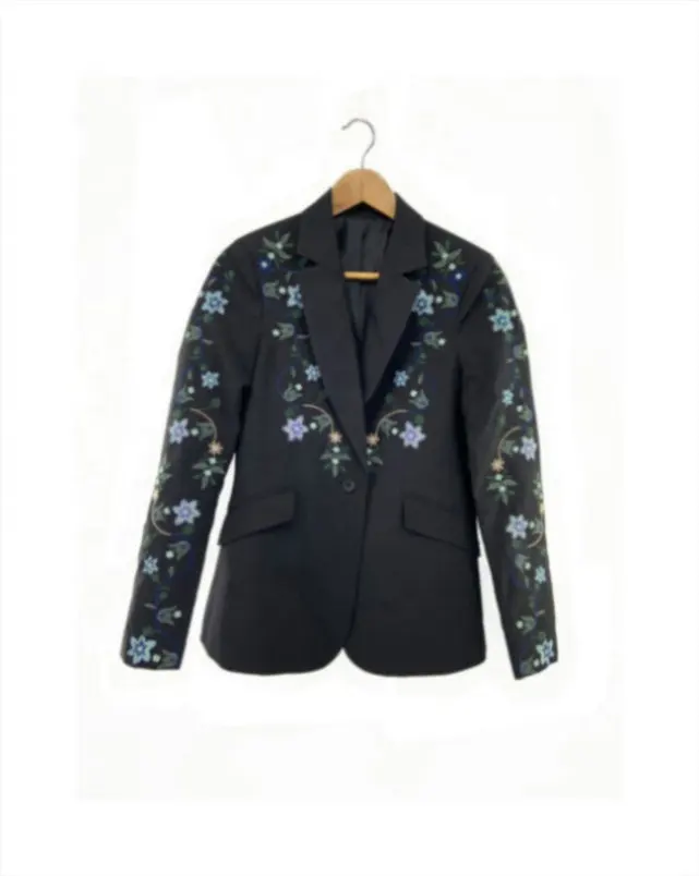 Hot Sell Custom Ladies Women Floral Embroidered Solid Color Casual Blazers Suits