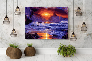Kit de Peinture Diamant 5D Paysages Marins Nuit et Ondes – <span class=keywords><strong>Paysage</strong></span> Imprimé avec Tissu et Points Ronds en Résine - Product Image 2