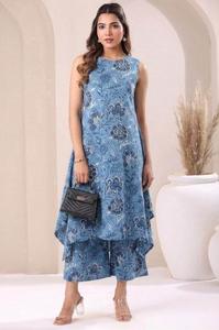 Ensemble coordonné deux pièces pour femmes, Kurti et pantalon, respectueux de l'environnement, confortable, respirant, élégant, tenue décontractée pour toutes les saisons - Product Image 5