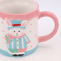 Redeco Ensemble de tasses théière en céramique Lapin de Cirque Mignon, Cadeau, Vente en Gros, Logo Personnalisé, Thé, Café, Décoration Ludique