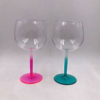 Verre à vin rond en plastique, lot De tasses, verres colorés, grande capacité, avec tige, vente en gros