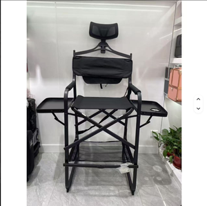 Sillas de Maquillaje para Profesionales, Silla de Director Plegable de Metal Portátil Mejorada para Maquilladores, Silla de Barbero con Reposacabezas - Product Image 4