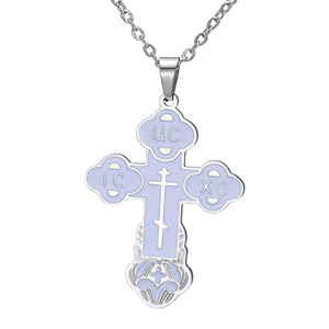 Collier en acier inoxydable avec croix orthodoxe pour femmes, croix russe IC XC <span class=keywords><strong>NIKA</strong></span>, pendentif médaillon Jésus-Christ - Product Image 3