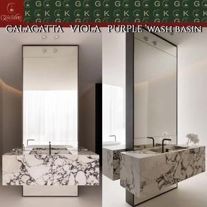 Lavabo de Mármol Calacatta Viola Único de GOLDKING, con Vetas <span class=keywords><strong>Moradas</strong></span> Intensas, Brillo Natural, para Hoteles, Baños de Diseño de Lujo - Product Image 2