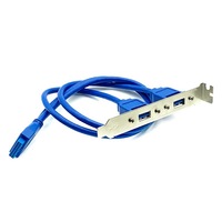 Câble de carte mère USB3.0, conducteur en cuivre pur étamé, double USB 3.0 femelle 20 broches mâle, panneau frontal, tresse en PVC, support d'ordinateur, données