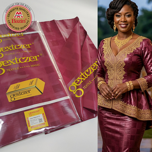 OEM/ODM Vente en gros directe usine <span class=keywords><strong>Tissu</strong></span> Bazin Riche Bourgogne Original Nigérian Africain de Haute Qualité 100% Coton - Product Image 1