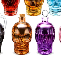 Bouteille en verre créative en forme de crâne pour bar à domicile, table à manger, présentation de fête, personnalisable OEM ODM avec rapport d'inspection, multi-usages