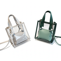 Sac à main transparent en PVC, sac seau bandoulière, sac fourre-tout transparent avec pochette pour la plage, les voyages et l'usage quotidien