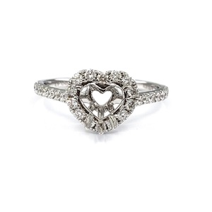 Expédition directe depuis l'usine chinoise : Bijoux fins en or blanc massif 18 carats avec diamant véritable en forme de cœur, semi-monture pour fiançailles, mariage et fêtes - Product Image 1