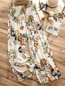 Pantaloni Pigiama Leggeri Anti-Zanzare in Raso per <span class=keywords><strong>Donna</strong></span>, Vita Alta, Asciugatura Rapida, Primavera-Estate, con Stampa Foglie di Albicocca - Product Image 6