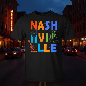 Camiseta de Nashville de manga corta, unisex, con cuello redondo, diseño de guitarra de Music City, regalo de recuerdo - Product Image 3