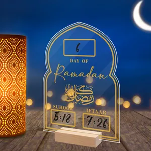 Muslim Til Eid Mubarak Acryl Ramadan Countdown-Kalender mit Markierung pfanne 30 Tage Tisch verzierung Home Decor Eid Dekorationen