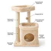 Tour pour chat moderne et écologique en peluche douce, avec poteaux à gratter en sisal, structure d'escalade multi-niveaux en velours, emballage en carton pour la maison