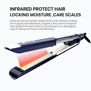 בטיחות מקצועית נוחה מקורית ברזל חימום מהיר החלקה טיטניום קיטור מחליק שיער שטוח לסלון שיער