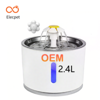 Elecpet Fontaine à boire automatique pour animaux de compagnie 2.4L-Conception de bouteille en plastique, filtre à charbon actif, économie d'énergie et sécurité