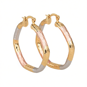 Orecchini a cerchio geometrici multicolori Jadeu, placcati in oro 18 carati, gioielli raffinati da donna alla moda per l'uso quotidiano - Product Image 1