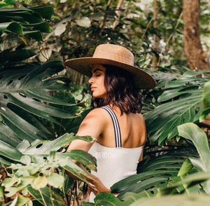 X1006 Mới Giản Dị Tự Nhiên Phụ Nữ Phụ Nữ Rộng vành Mùa Hè Mặt Trời Bãi Biển Lúa Mì Rơm Hat Ribbon Boater Flat Top Mũ Rơm Với Ribbon - Product Image 5