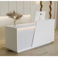 Meubles de bureau modernes en MDF + LED, comptoir de réception noir pour salon de beauté, hôtels, gymnases ou magasins de vêtements