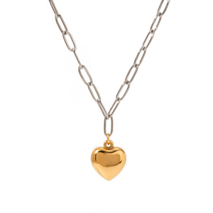 Collar con colgante de corazón de acero inoxidable chapado en oro para mujer, regalo, joyería, accesorio de moda - Product Image 5