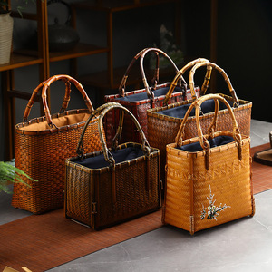 Bolso de Mano Tejido de Bambú, Estilo Japonés, Casual, Ecológico, Unisex, para Uso Doméstico - Product Image 1