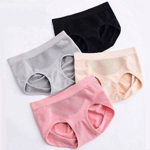 Culotte Triangle Confortable en Soie Glacée pour Femme, Taille Mi-Haute, Effet Remonte-Fesses, Respirante, Tricotée Unie, Usage Quotidien - Product Image 3