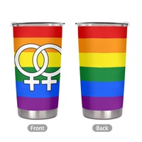Gobelet isotherme personnalisé en acier inoxydable de 20 oz (motif arc-en-ciel) pour les voyages urbains et les barbecues en bord de rivière