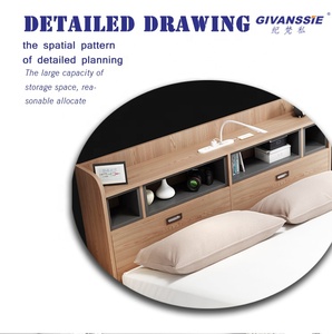 Hot Selling Modern Solid Wood <b>Double</b> <b>Bed</b> Design With <b>Storage</b> and Lamp Eco-Friendly & <b>Double</b> <b>Bed</b> Design - Product Image 6