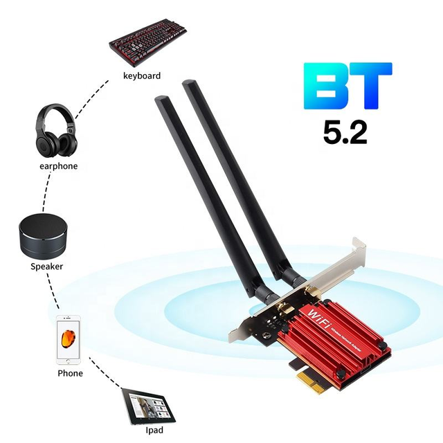 Dual Band AX3000 WiFi6 AX200 BT5.2 PCIE Wifi Adapter for PC Desktop Wireless PCIE Network Adapter
