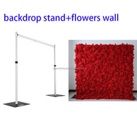 Panneau mural de fleurs artificielles roses rouges 8x8 pieds avec support en tissu pour décoration de mariage, événements, fêtes et maison