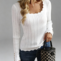 Nouvelle Collection Automne Hiver 2026 – Pull en Maille Uni à Boutons pour Femme, Style Européen et Américain, Vente Directe Usine, Personnalisation OEM ODM