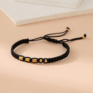 Songfu, nuevo estilo, cuerda trenzada de nailon, cuentas de acero inoxidable con números de código Morse, nudo plano, pulseras tejidas hechas a mano para parejas - Product Image 3