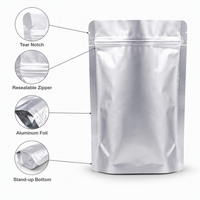 Sachet Doypack en Feuille d'Aluminium Argentée Anti-Odeur Refermable pour l'Emballage de Poudre de Café, Noix, Snacks, Aliments Secs, Aliments pour Animaux, Gelée