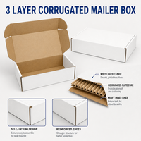 Boîte d'expédition en carton ondulé blanc 3 couches E Flute pour emballage alimentaire sec, emballage cadeau, logo personnalisé, fournisseur OEM