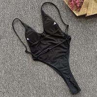 Maillot de bain une pièce sexy pour femme, dos nu, coupe haute, monokini string, décolleté en V, néon, coupe coquine