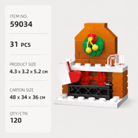 Ensembles de blocs de construction personnalisés Cheminée de Noël pour enfants Jouet de construction STEM Briques DIY OEM Kit de modélisme de vacances Cadeau