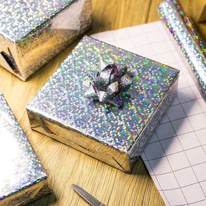 Papier d'emballage holographique Merture, rouleau de 17 pouces x 32,8 pieds, points argentés, papier métallisé pour fête, mariage, anniversaire, Noël - Product Image 6